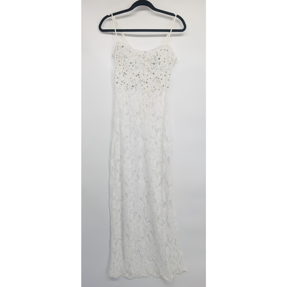 NWD Hemant & Nandita Sheer Lace Midi Dress Size S Ivory #NB460 - Picture 2 of 15